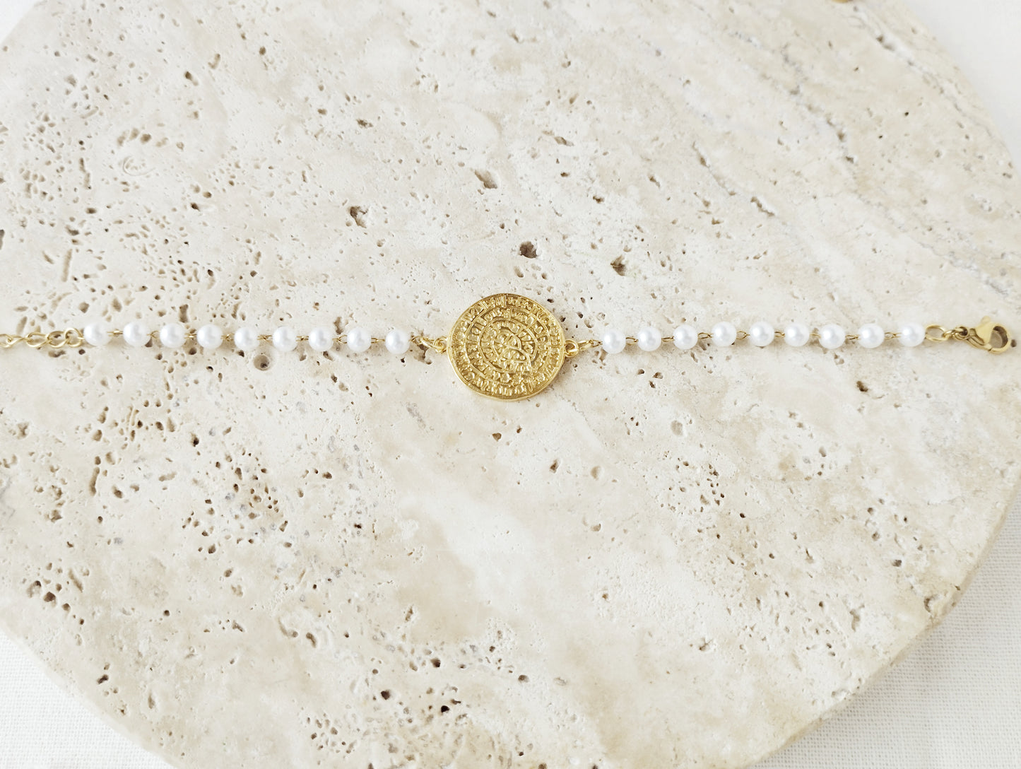 Bracelet chaîne perlée disque de Phaistos