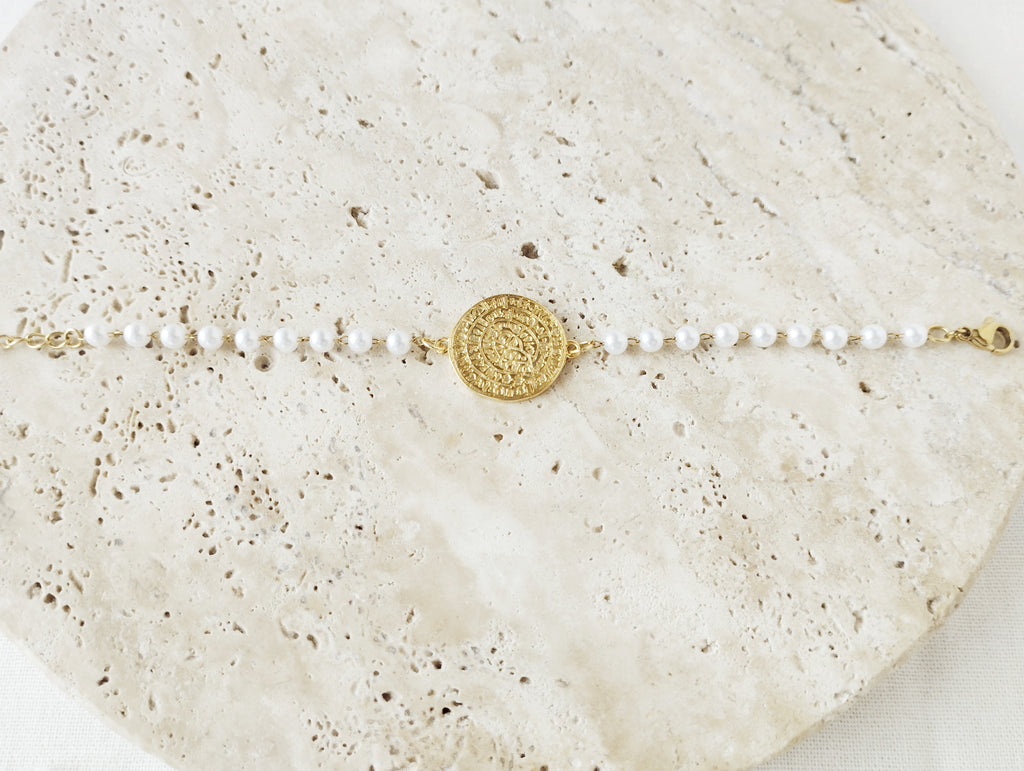Bracelet chaîne perlée disque de Phaistos