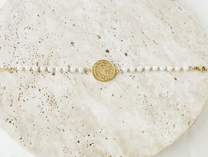Bracelet chaîne perlée disque de Phaistos