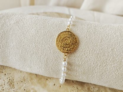 Bracelet chaîne perlée disque de Phaistos