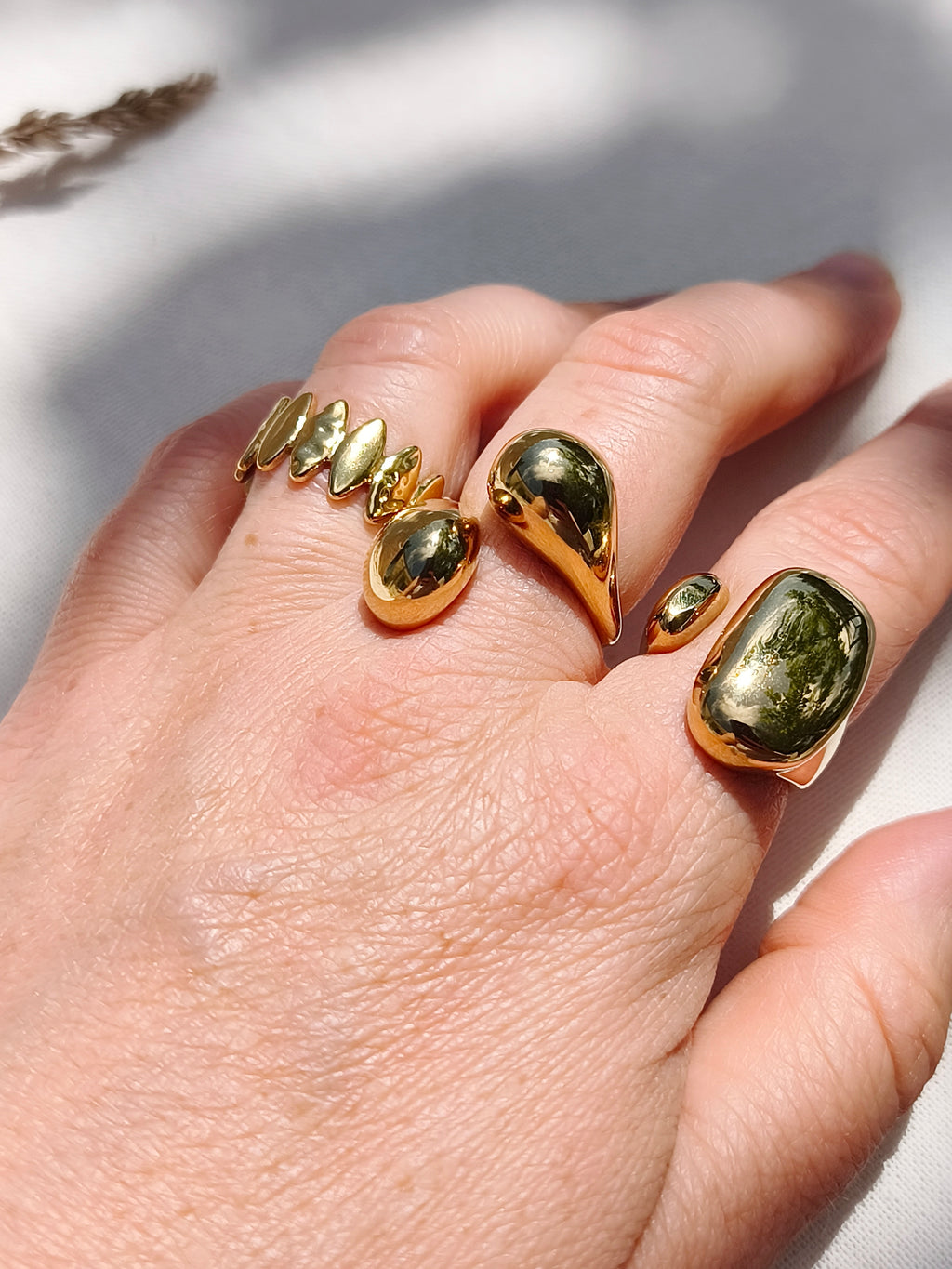 Bague gouttes dorées