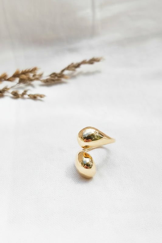 Bague gouttes dorées