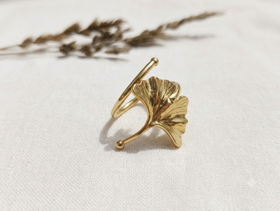 Bague feuille de ginkgo