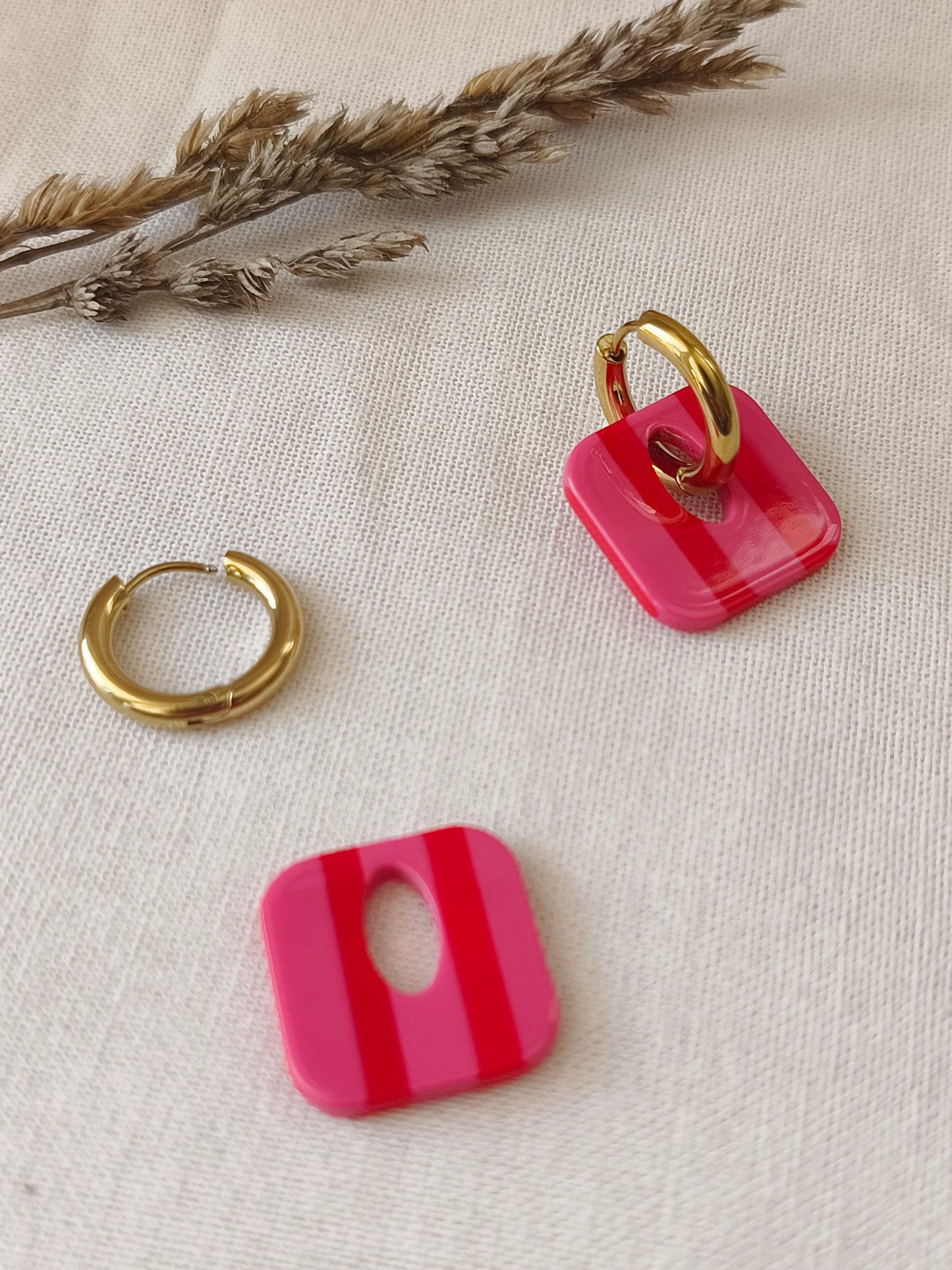 Créoles Popies rose et rouge